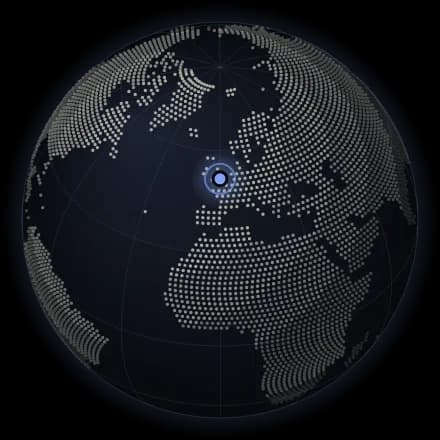 A globe with a pin on London, United Kingdom